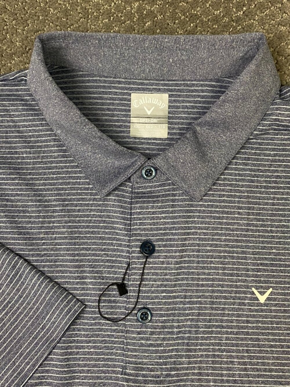 Callaway Polo Shirt Mens XXL Gray Striped 2XL Golf Performance NWOT Stripes